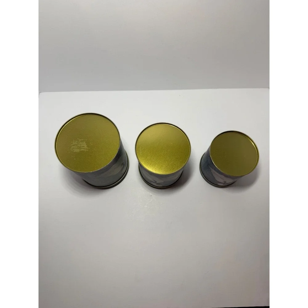 Vintage Snow Geese Nesting Tin Canisters Set of 3 Blue Ribbon Cottagecore Decor